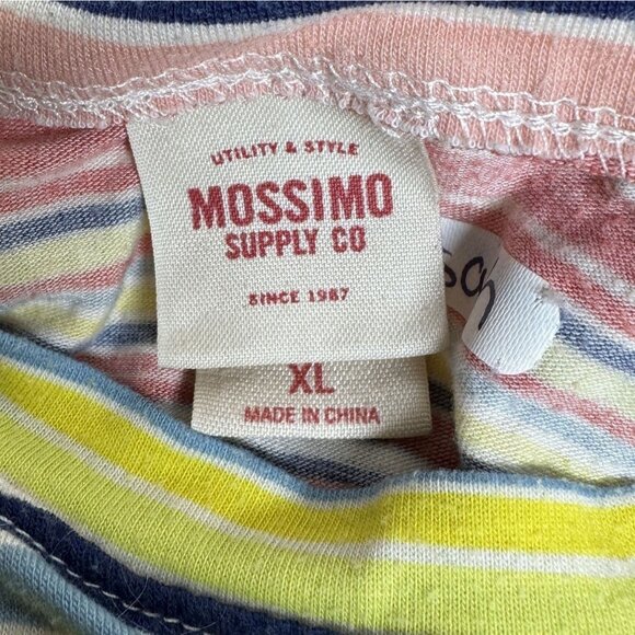 Striped Multicolor T-Shirt With Pocket By Mossimo Supply Co XL Polyester Spandex - Picture 3 of 5